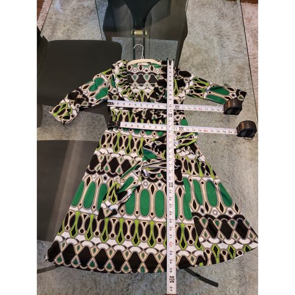 Glam Dress Wrap V-Neck Women S Multicolor Polyester Ruffle Tie Waist 3/4 Sleeve - Picture 10 of 10